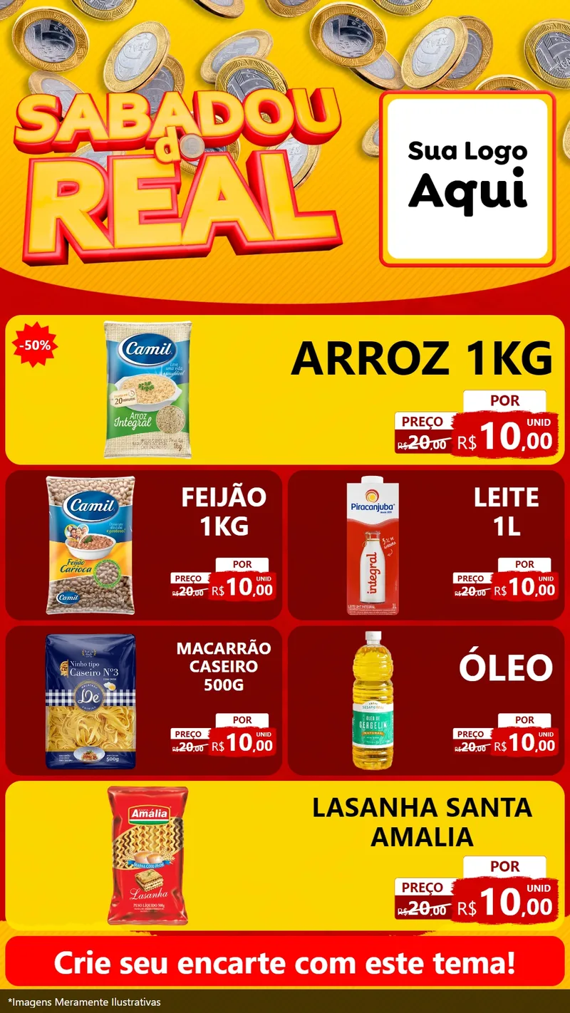Modelo de TV para TV Vertical com o tema Sabadou do Real para Supermercado