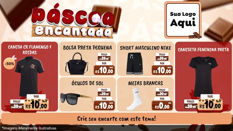 Modelo de TV para TV Horizontal com o tema Páscoa Encantada para Roupas e acessórios