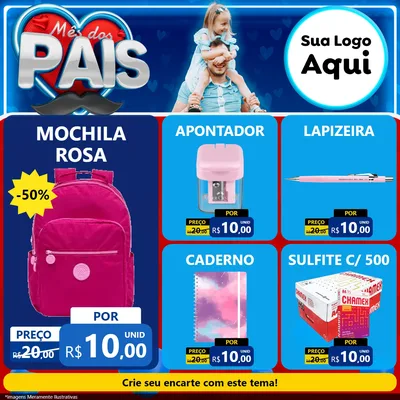 Modelo de Rede Social para Feed Facebook com o tema Mês Dos Pais para Papelaria
