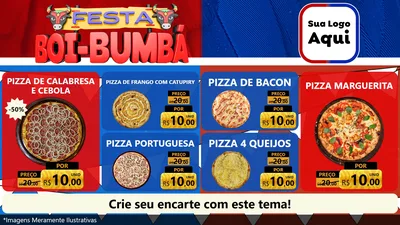 Modelo de TV para TV Horizontal com o tema Festa Boi Bumbá para Pizzaria