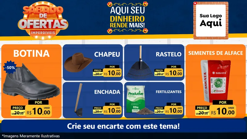 Modelo de TV para TV Horizontal com o tema Sábado de Ofertas Imperdíveis para Agropecuária