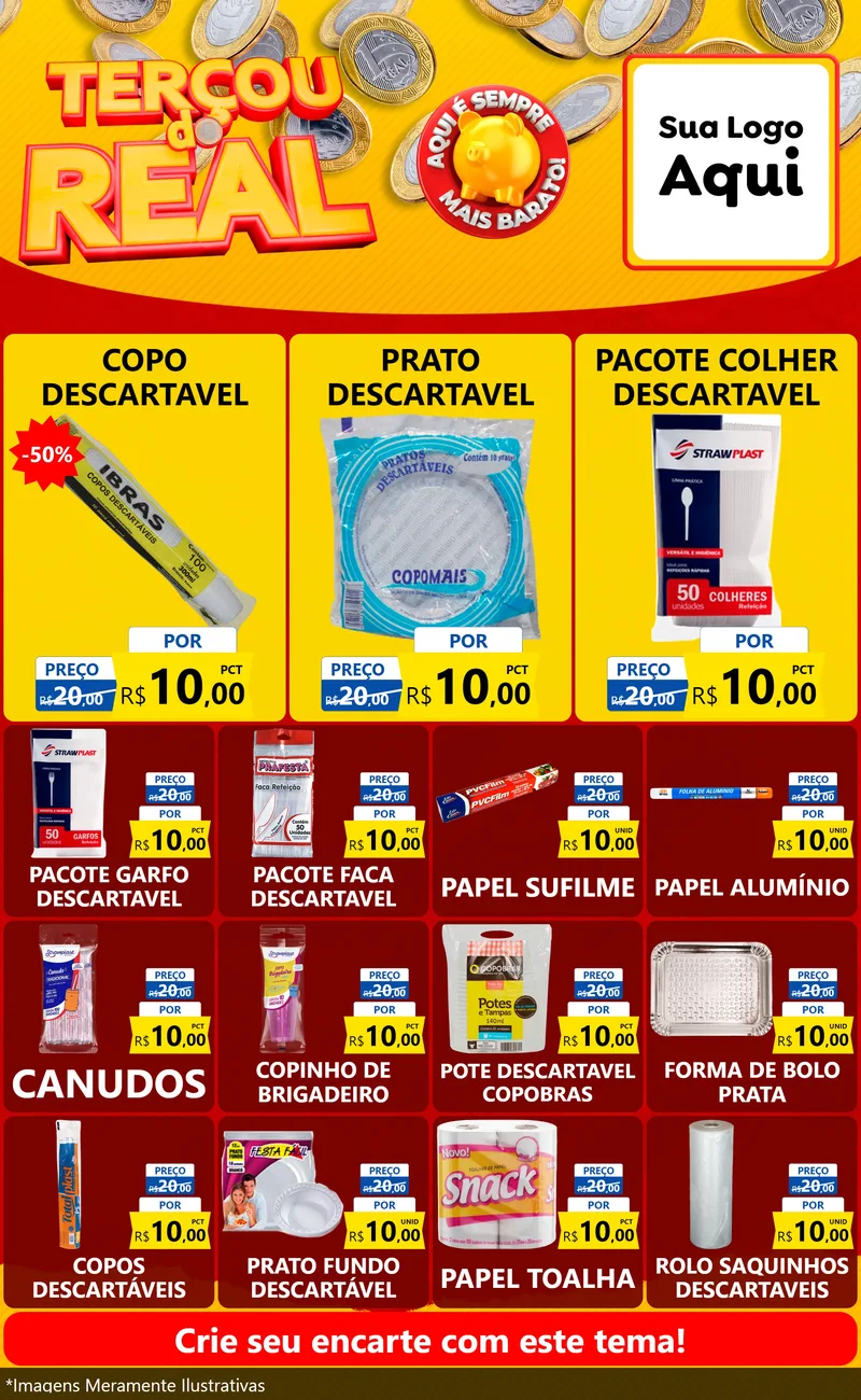 Modelo de Encarte para Encarte Grande com o tema Terçou do Real para Embalagens