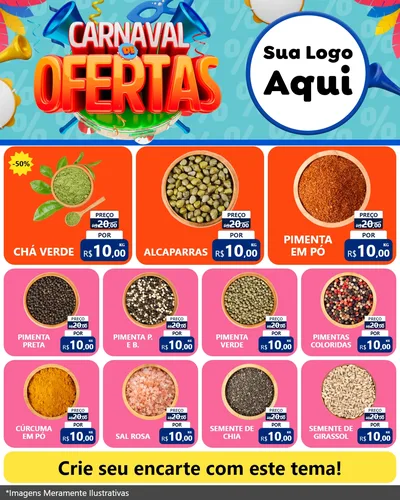 Modelo de Rede Social para Feed Instagram com o tema Carnaval de Ofertas para Produtos Naturais