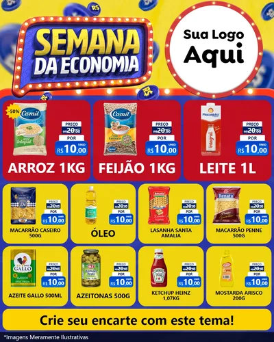 Modelo de Rede Social para Feed Instagram com o tema Semana da Economia para Supermercado