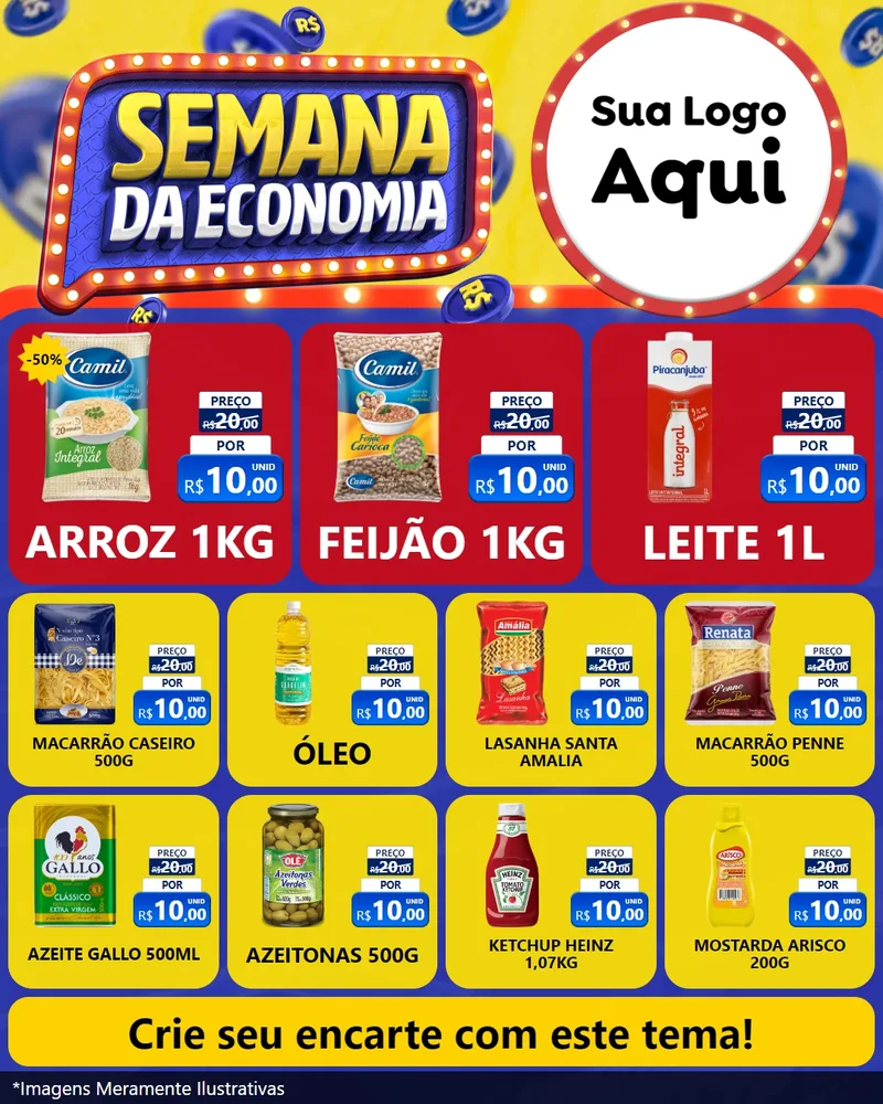 Modelo de Rede Social para Feed Instagram com o tema Semana da Economia para Supermercado