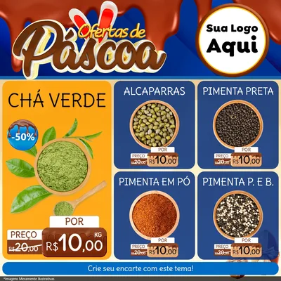 Modelo de Rede Social para Feed Facebook com o tema Ofertas de Páscoa para Produtos Naturais