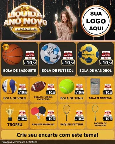 Modelo de Rede Social para Feed Instagram com o tema Liquida Ano Novo Imperdível para Artigos Esportivos
