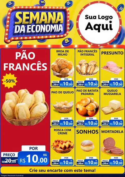 Modelo de Encarte para Encarte A4 Vertical com o tema Semana da Economia para Padaria