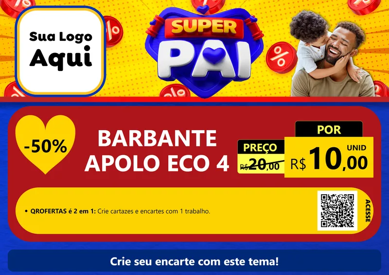 Modelo de Cartaz para Cartaz A4 Horizontal com o tema Super Pai para Armarinho e Aviamentos