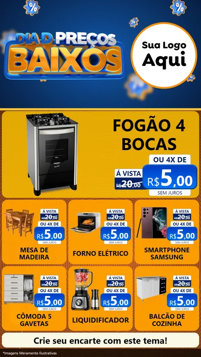 Modelo de Rede Social para Stories com o tema Dia D Preço Baixo para Móveis e Eletro