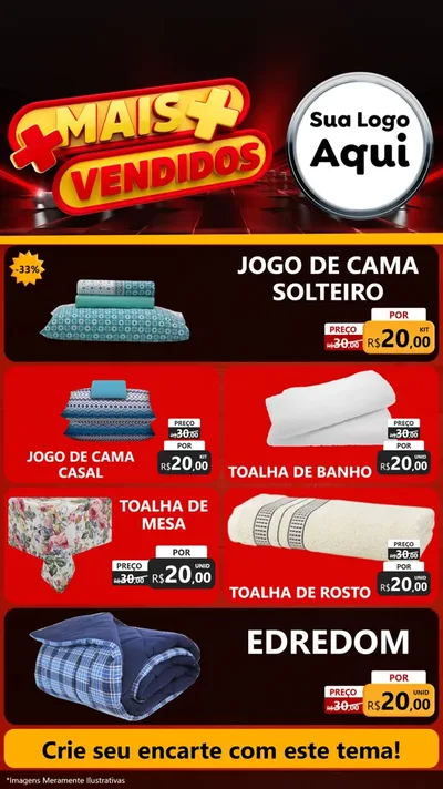 Modelo de TV para TV Vertical com o tema Mais Vendidos para Cama, Mesa e Banho