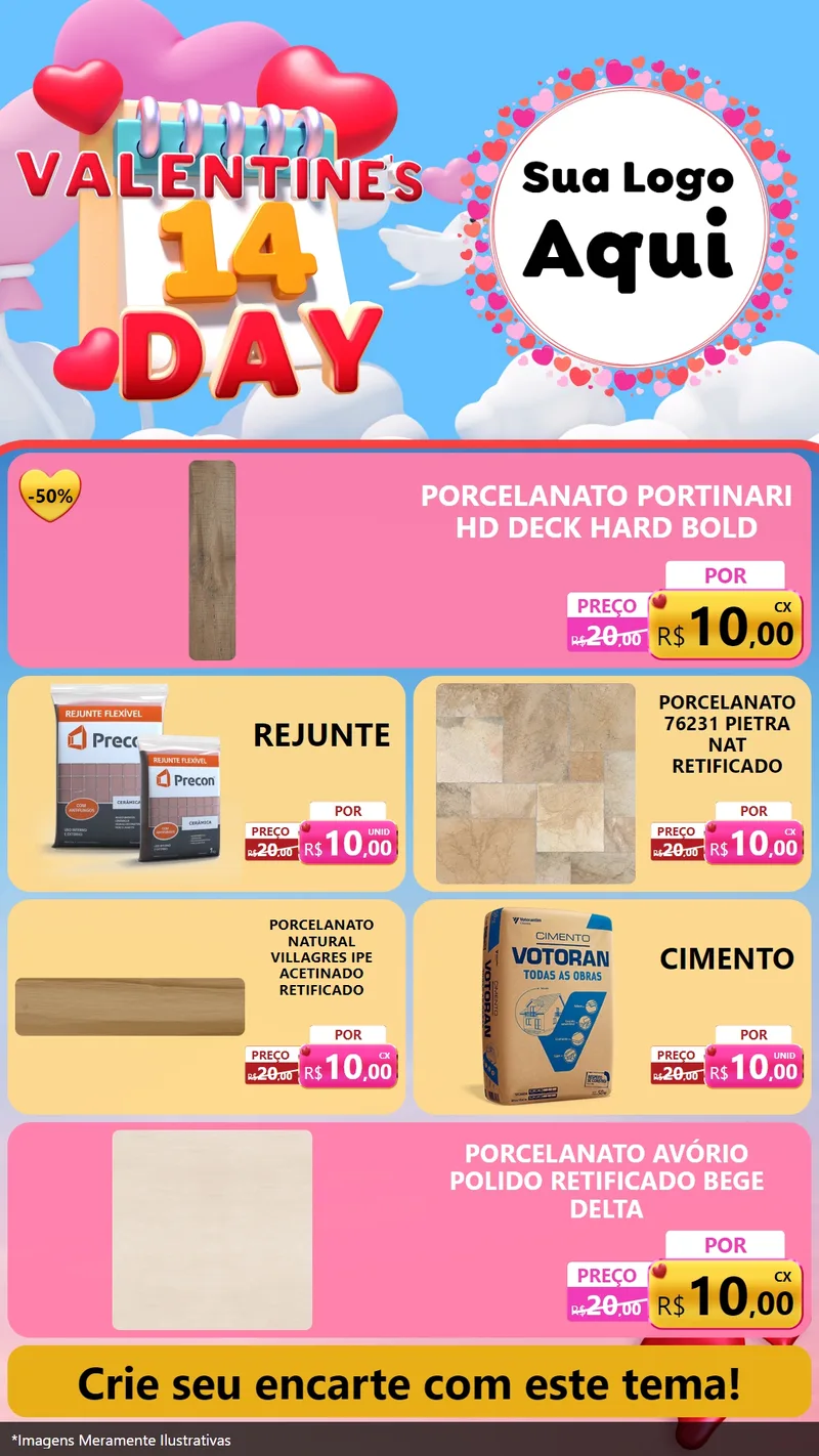 Modelo de TV para TV Vertical com o tema Valentine's Day para Pisos e revestimentos