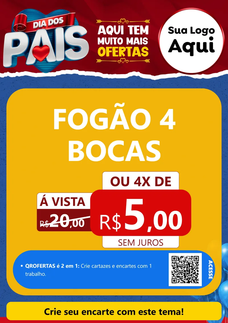Modelo de Cartaz para Cartaz A4 Vertical com o tema Dia dos Pais para Móveis e Eletro