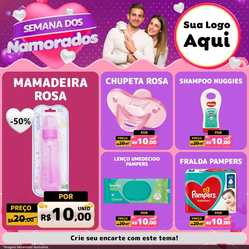 Modelo de Rede Social para Feed Facebook com o tema Semana dos Namorados para Bebês