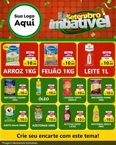Modelo de Rede Social para Feed Instagram com o tema Setembro Imbatível para Supermercado