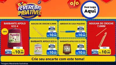 Modelo de TV para TV Horizontal com o tema Fevereiro Imbatível para Armarinho e Aviamentos