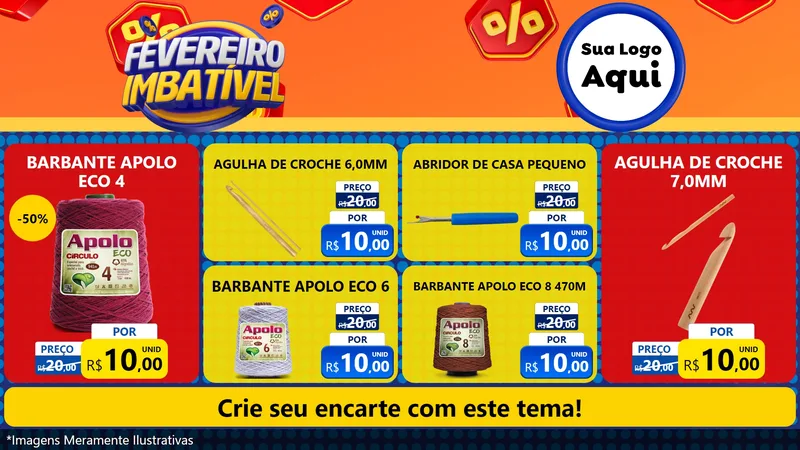 Modelo de TV para TV Horizontal com o tema Fevereiro Imbatível para Armarinho e Aviamentos