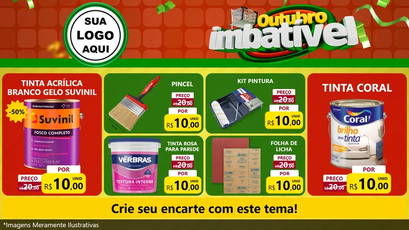 Modelo de TV para TV Horizontal com o tema Outubro Imbatível para Tintas e Ferramentas
