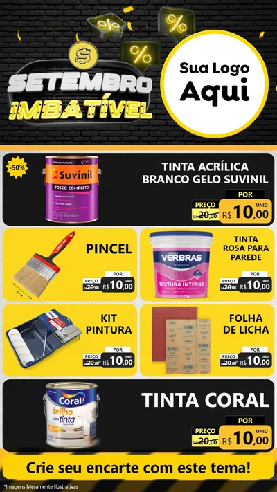 Modelo de TV para TV Vertical com o tema Setembro Imbatível para Tintas e Ferramentas