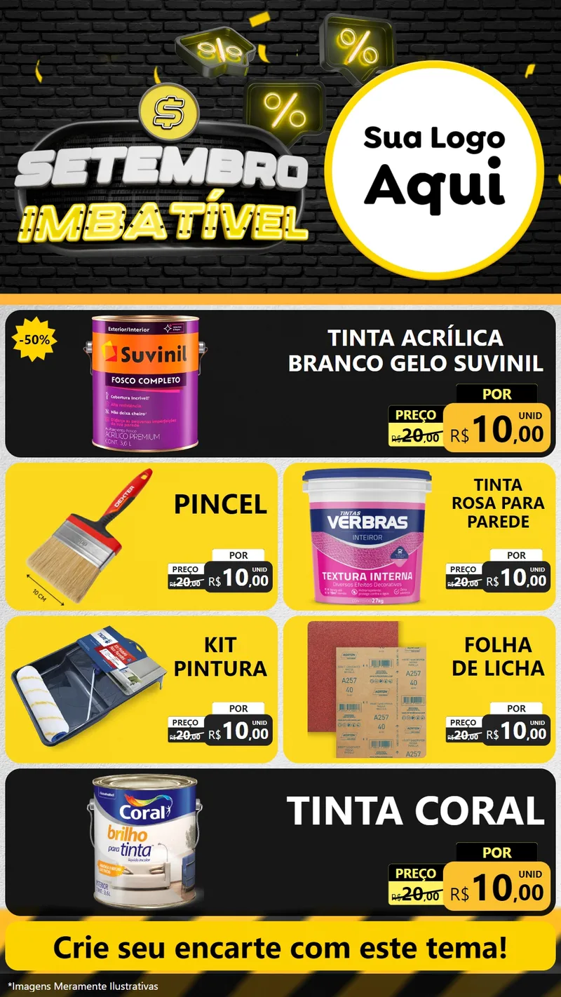 Modelo de TV para TV Vertical com o tema Setembro Imbatível para Tintas e Ferramentas