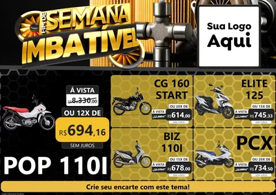 Modelo de Encarte para Encarte A4 Horizontal com o tema Fim de Semana Imbatível para Concessionaria de Motos