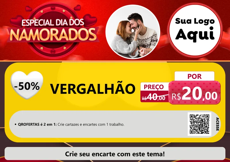 Modelo de Cartaz para Cartaz A4 Horizontal com o tema Especial Dia Dos Namorados para Ferragens