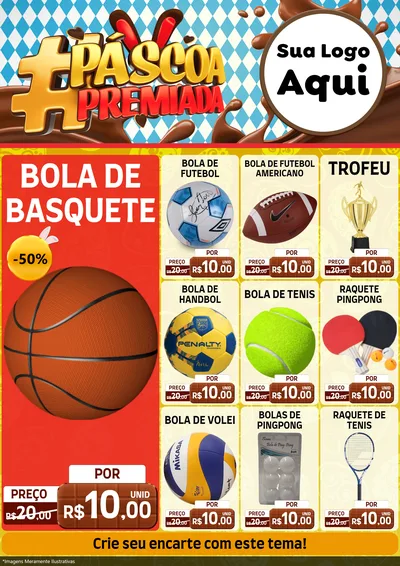 Modelo de Encarte para Encarte A4 Vertical com o tema Páscoa Premiada para Artigos Esportivos