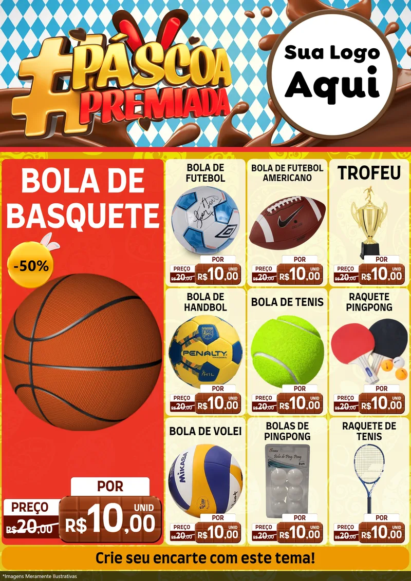 Modelo de Encarte para Encarte A4 Vertical com o tema Páscoa Premiada para Artigos Esportivos