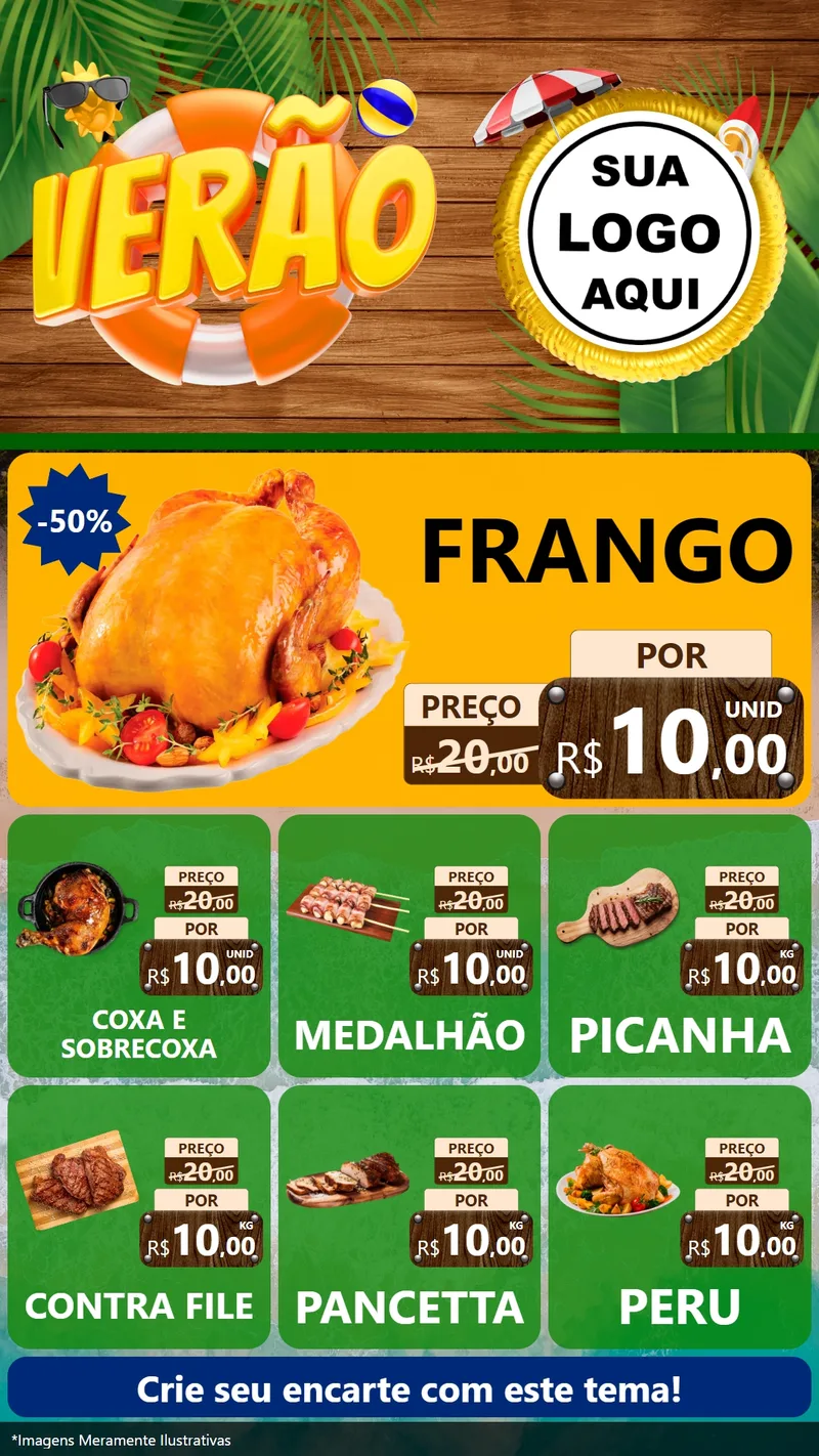 Modelo de Rede Social para Stories com o tema Verão para Assados