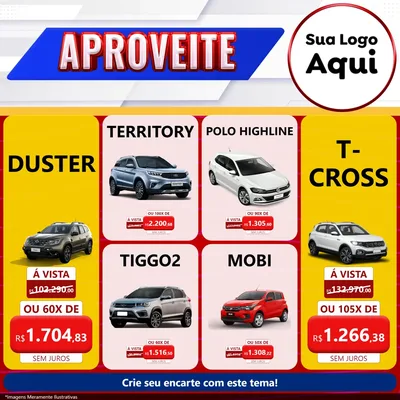 Modelo de Rede Social para Feed Facebook com o tema Aproveite para Concessionaria de Carros