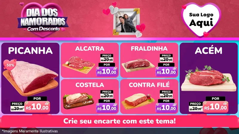 Modelo de TV para TV Horizontal com o tema Dia Dos Namorados Com Desconto para Açougue