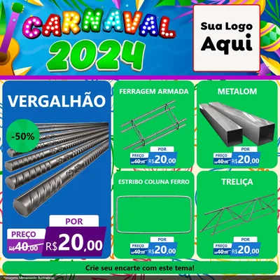 Modelo de Rede Social para Feed Facebook com o tema Carnaval 2027 para Ferragens