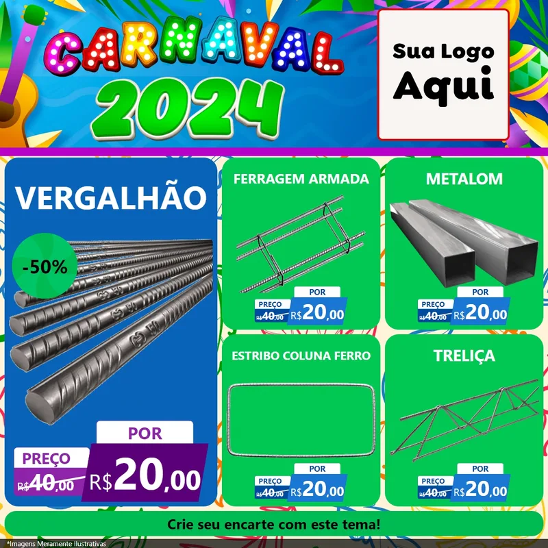 Modelo de Rede Social para Feed Facebook com o tema Carnaval 2027 para Ferragens