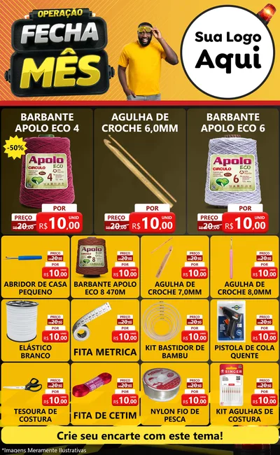 Modelo de Encarte para Encarte Grande com o tema Operação Fecha Mês para Armarinho e Aviamentos