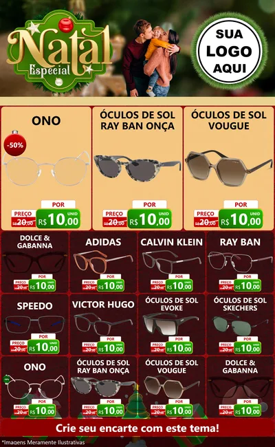 Modelo de Encarte para Encarte Grande com o tema Natal Especial para Óticas