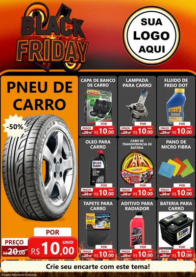 Modelo de Encarte para Encarte A4 Vertical com o tema Black Friday para Auto peças