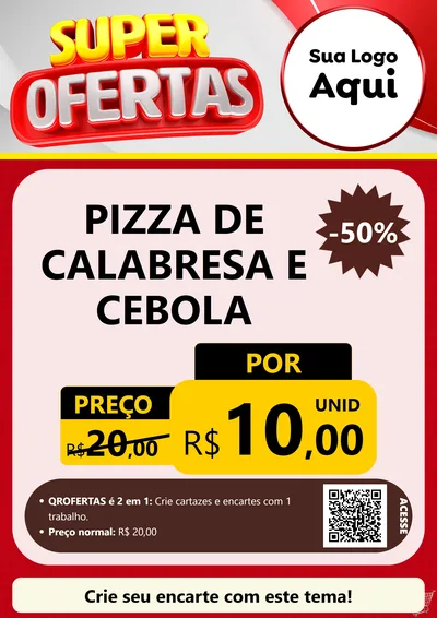 Modelo de Cartaz para Cartaz A4 Vertical com o tema Super Ofertas para Pizzaria