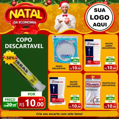 Modelo de Rede Social para Feed Facebook com o tema Natal da Economia para Embalagens