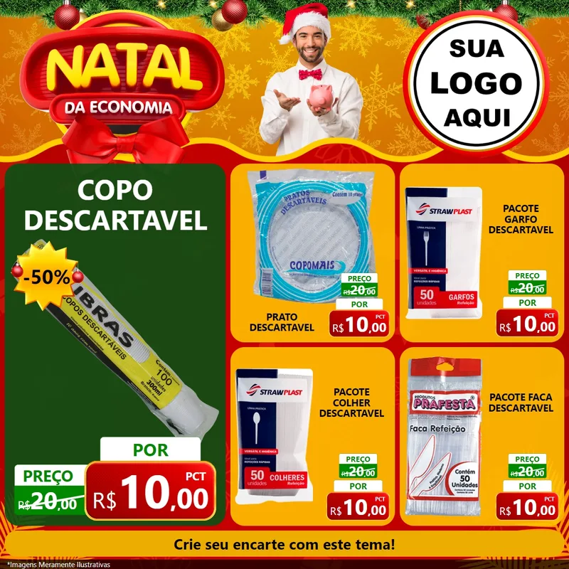 Modelo de Rede Social para Feed Facebook com o tema Natal da Economia para Embalagens