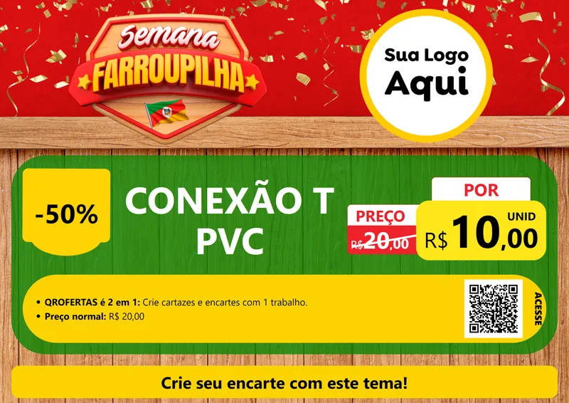 Modelo de Cartaz para Cartaz A4 Horizontal com o tema Semana Farroupilha para Tubos e conexões