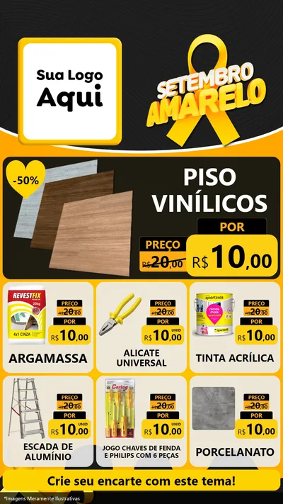 Modelo de Rede Social para Stories com o tema Setembro Amarelo para Material para Construção