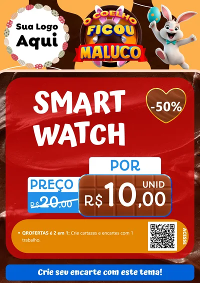 Modelo de Cartaz para Cartaz A4 Vertical com o tema O Coelho Ficou Maluco - Páscoa para Informática