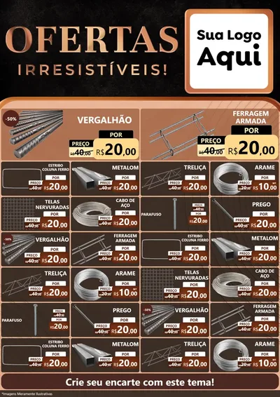 Modelo de Encarte para Encarte A4 Vertical com o tema Ofertas Irresistíveis! para Ferragens