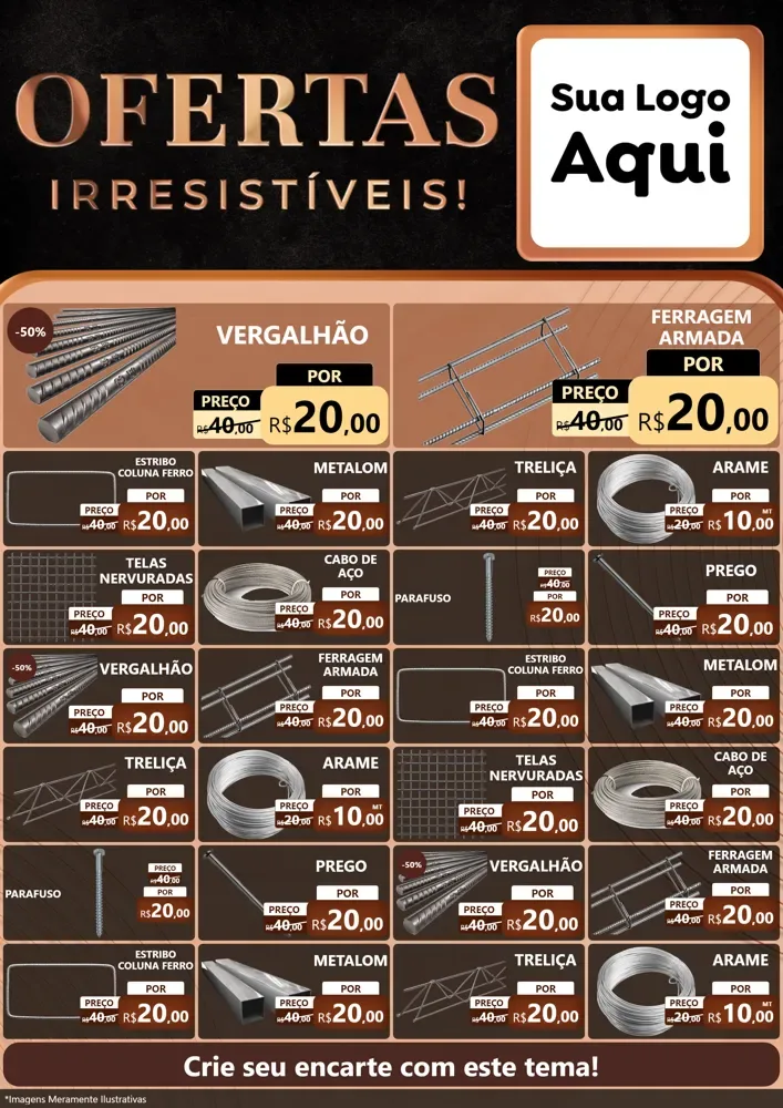 Modelo de Encarte para Encarte A4 Vertical com o tema Ofertas Irresistíveis! para Ferragens