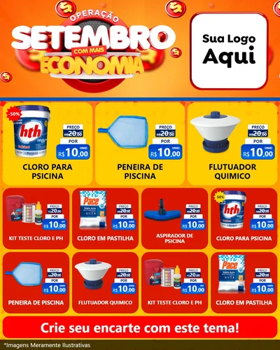 Modelo de Rede Social para Feed Instagram com o tema Operação Setembro Com Muita Economia para Produtos para Piscina