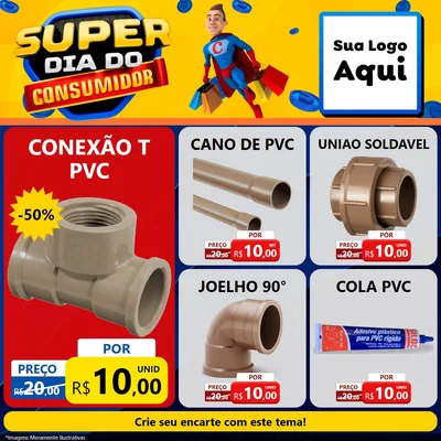 Modelo de Rede Social para Feed Facebook com o tema Super Dia do Consumidor para Tubos e conexões