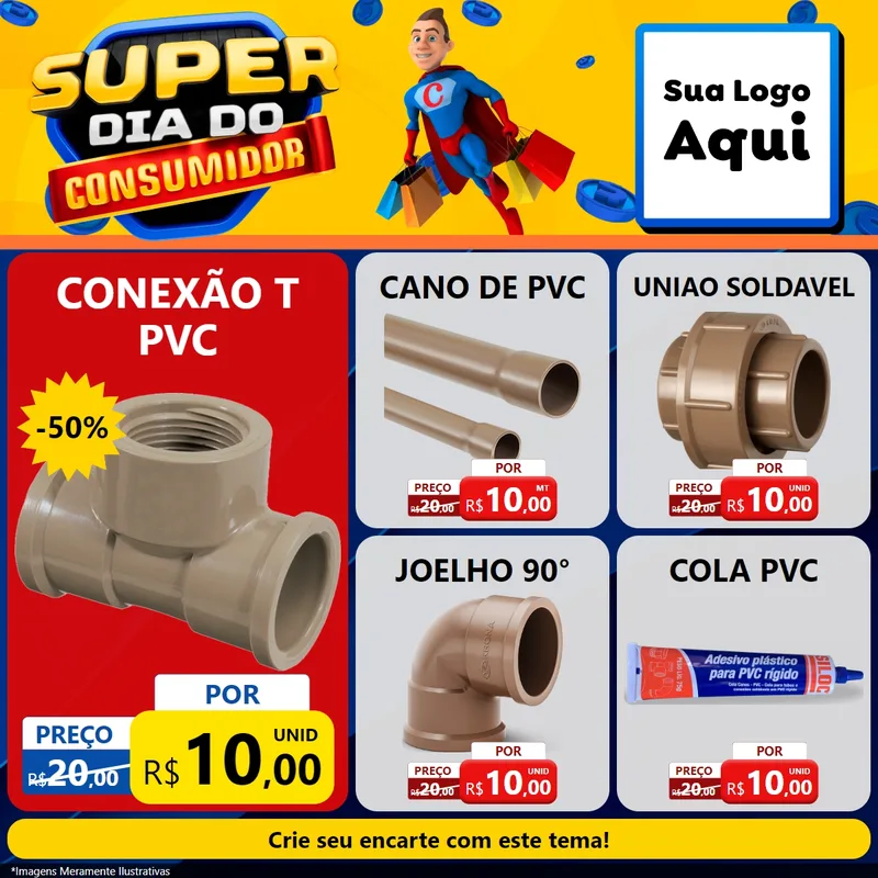 Modelo de Rede Social para Feed Facebook com o tema Super Dia do Consumidor para Tubos e conexões