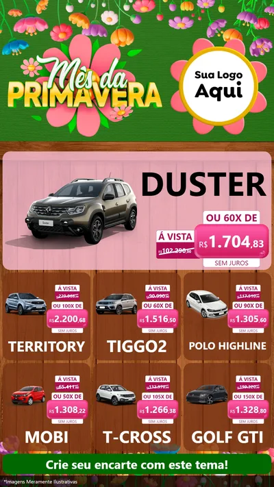 Modelo de Rede Social para Stories com o tema Mês da Primavera para Concessionaria de Carros