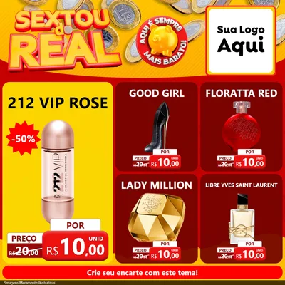 Modelo de Rede Social para Feed Facebook com o tema Sextou do Real para Perfumes