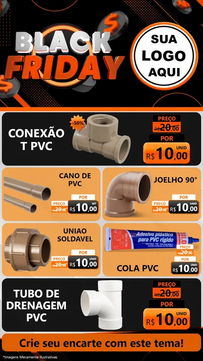 Modelo de TV para TV Vertical com o tema Black Friday para Tubos e conexões